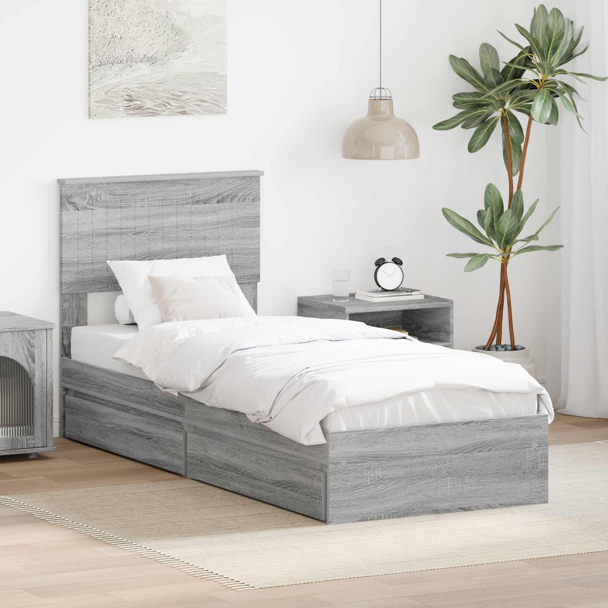 vidaXL Bedframe met lade met hoofdeinde Wit 200 x 200 cm Bewerkt hout