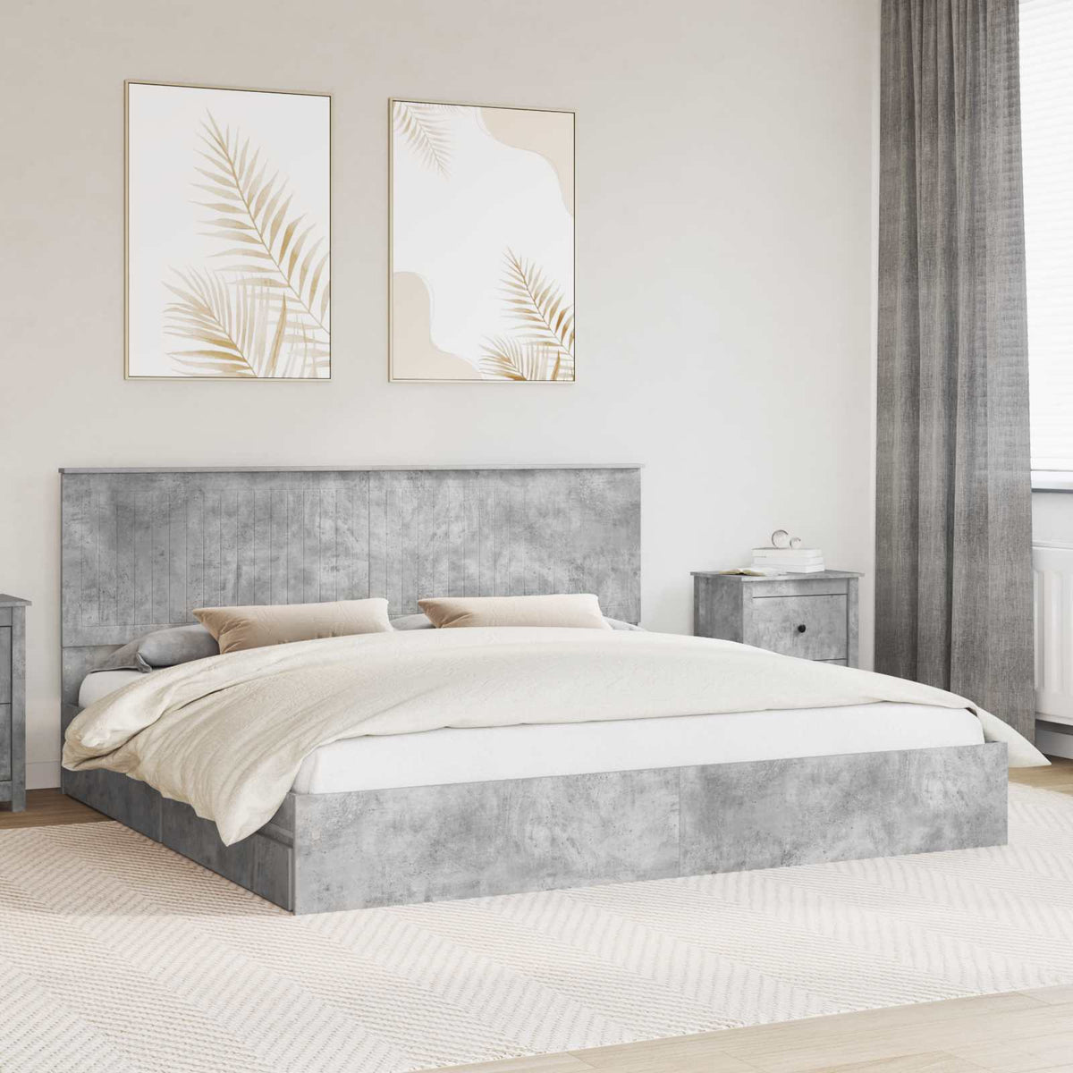 vidaXL Opslag bed met hoofdeinde Wit 200 x 200 cm Bewerkt hout