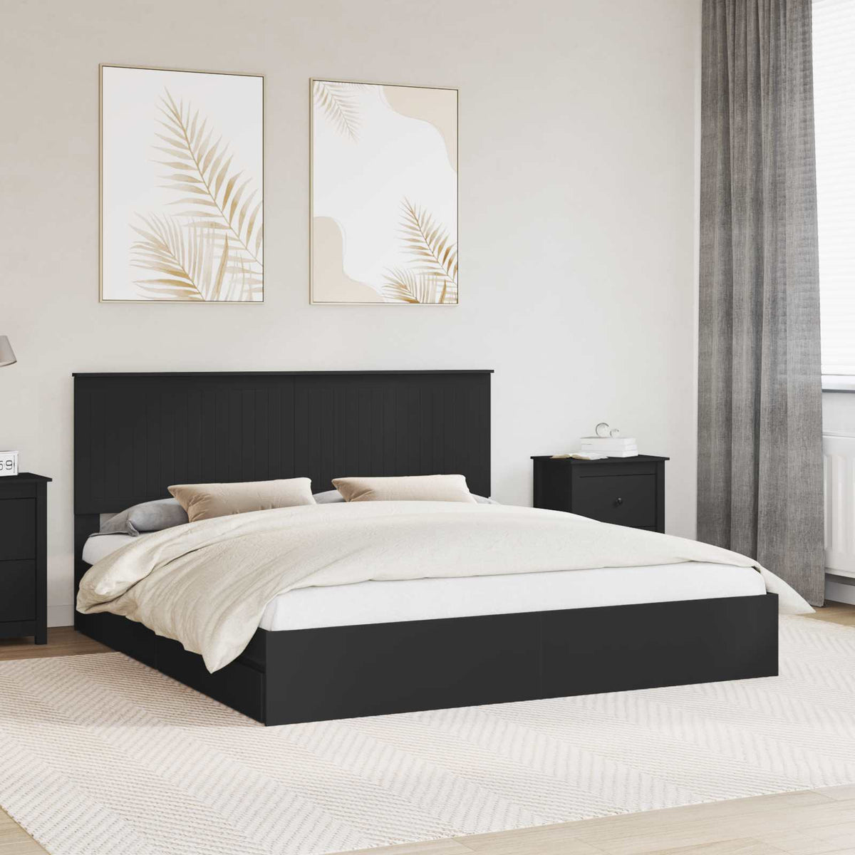 vidaXL Opslag bed met hoofdeinde Wit 200 x 200 cm Bewerkt hout