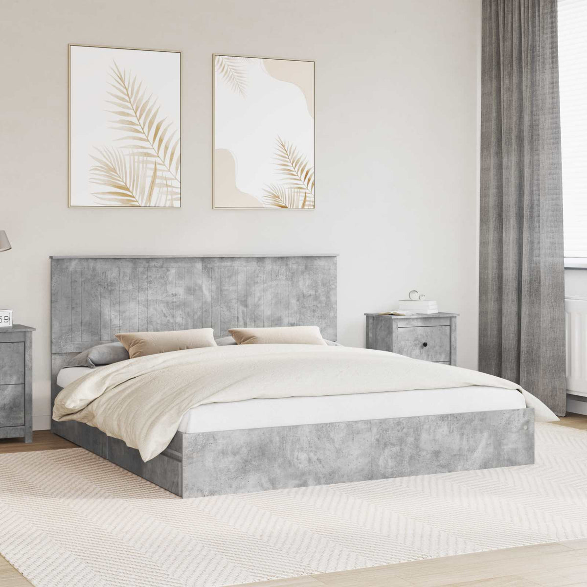 vidaXL Opslag bed met hoofdeinde Wit 200 x 200 cm Bewerkt hout