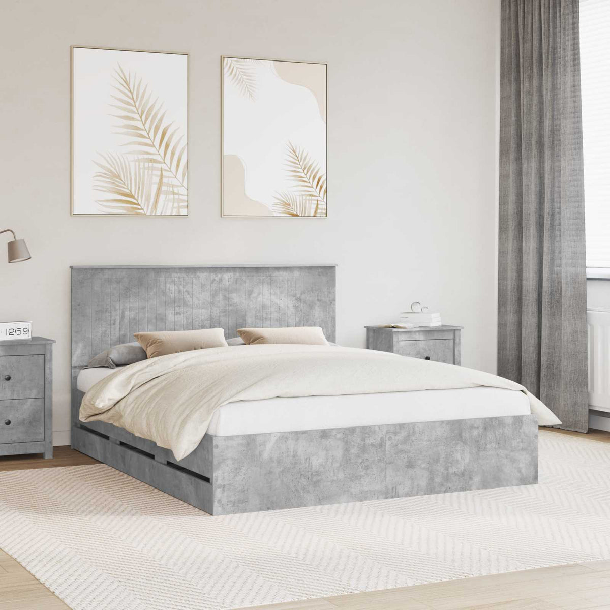 vidaXL Opslag bed met hoofdeinde Wit 200 x 200 cm Bewerkt hout