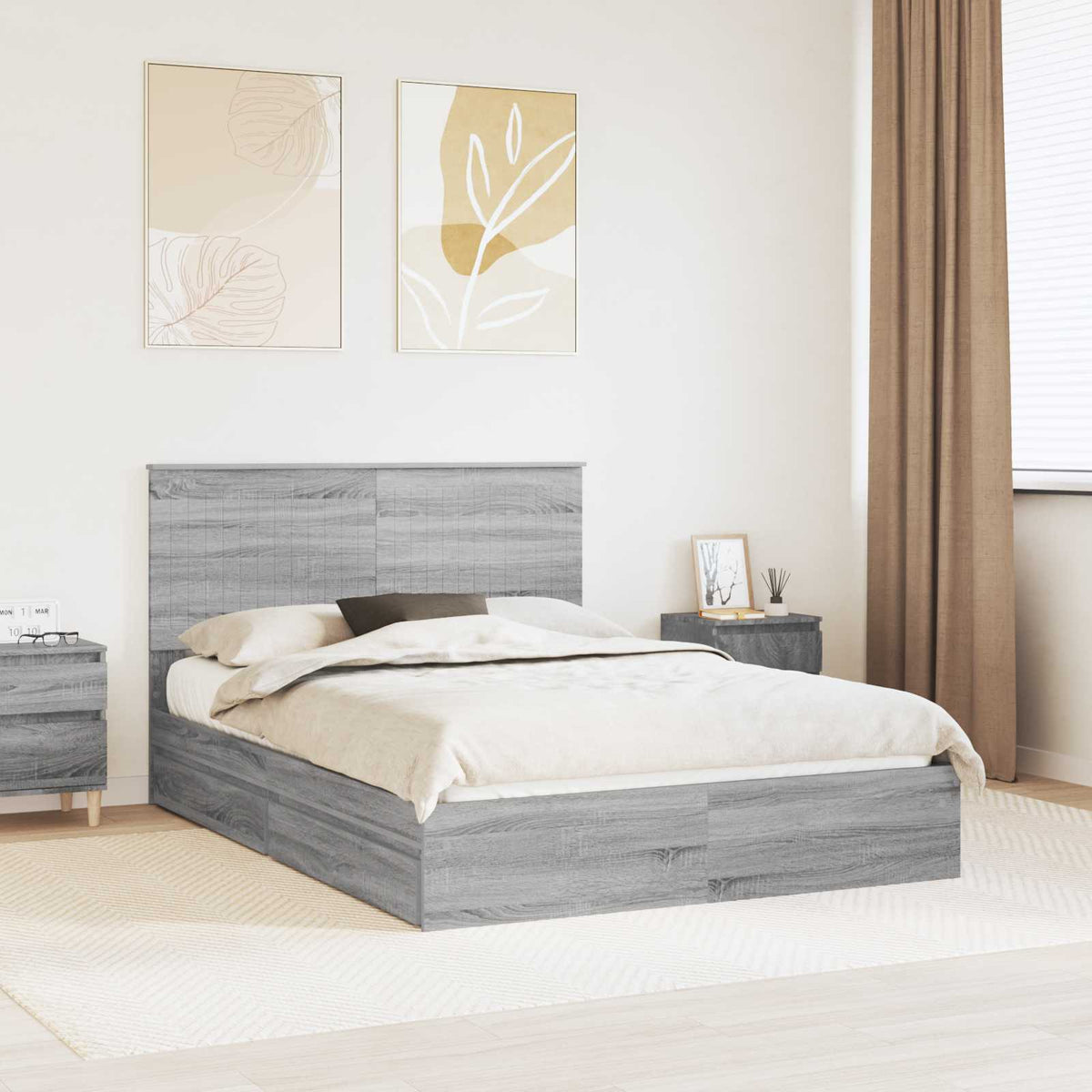 vidaXL Opslag bed met hoofdeinde Wit 200 x 200 cm Bewerkt hout