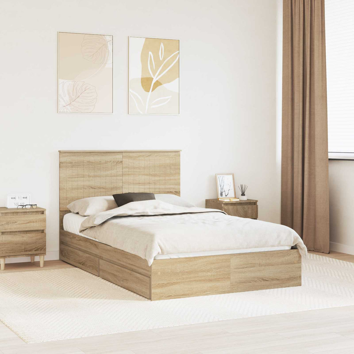 vidaXL Opslag bed met hoofdeinde Wit 200 x 200 cm Bewerkt hout