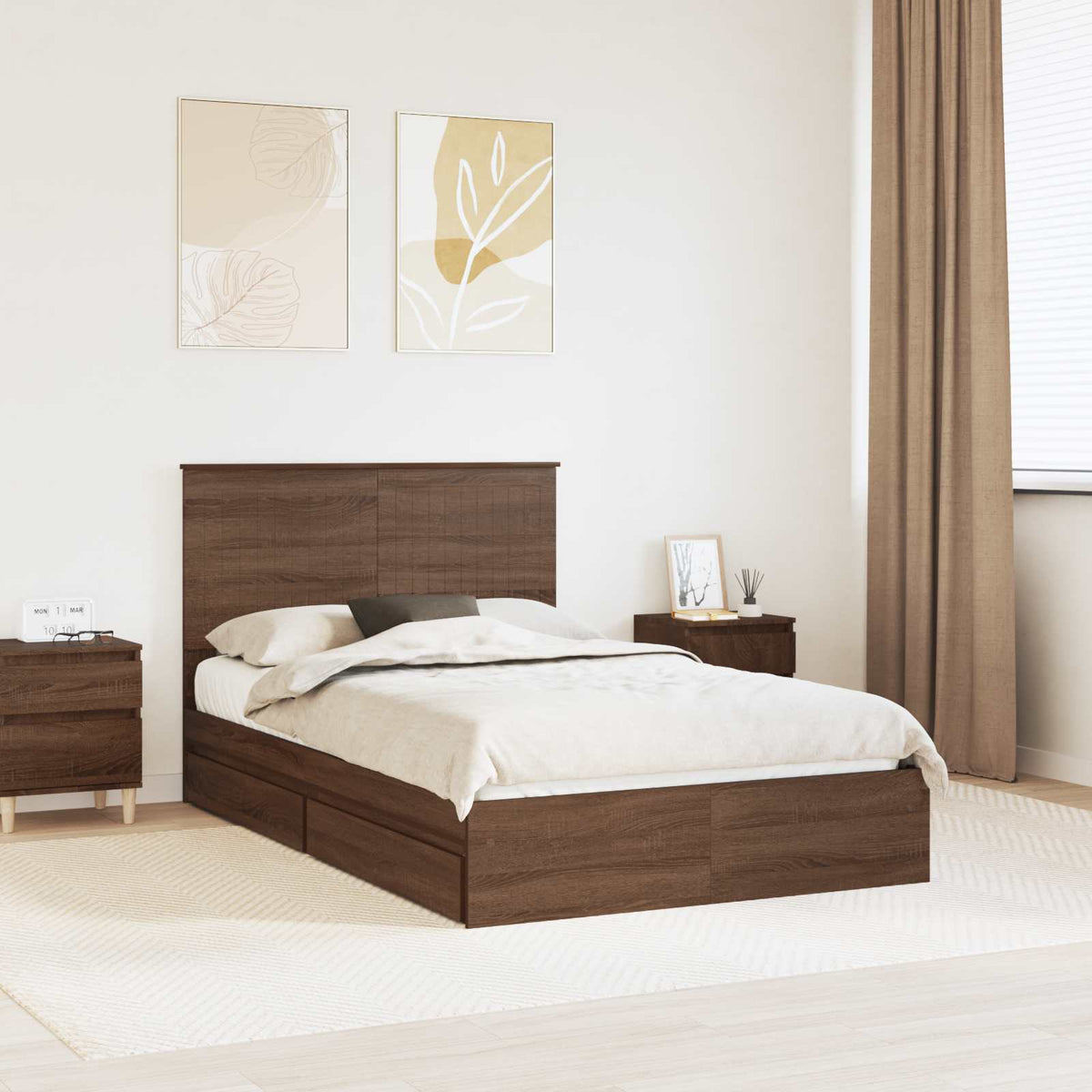 vidaXL Opslag bed met hoofdeinde Wit 200 x 200 cm Bewerkt hout