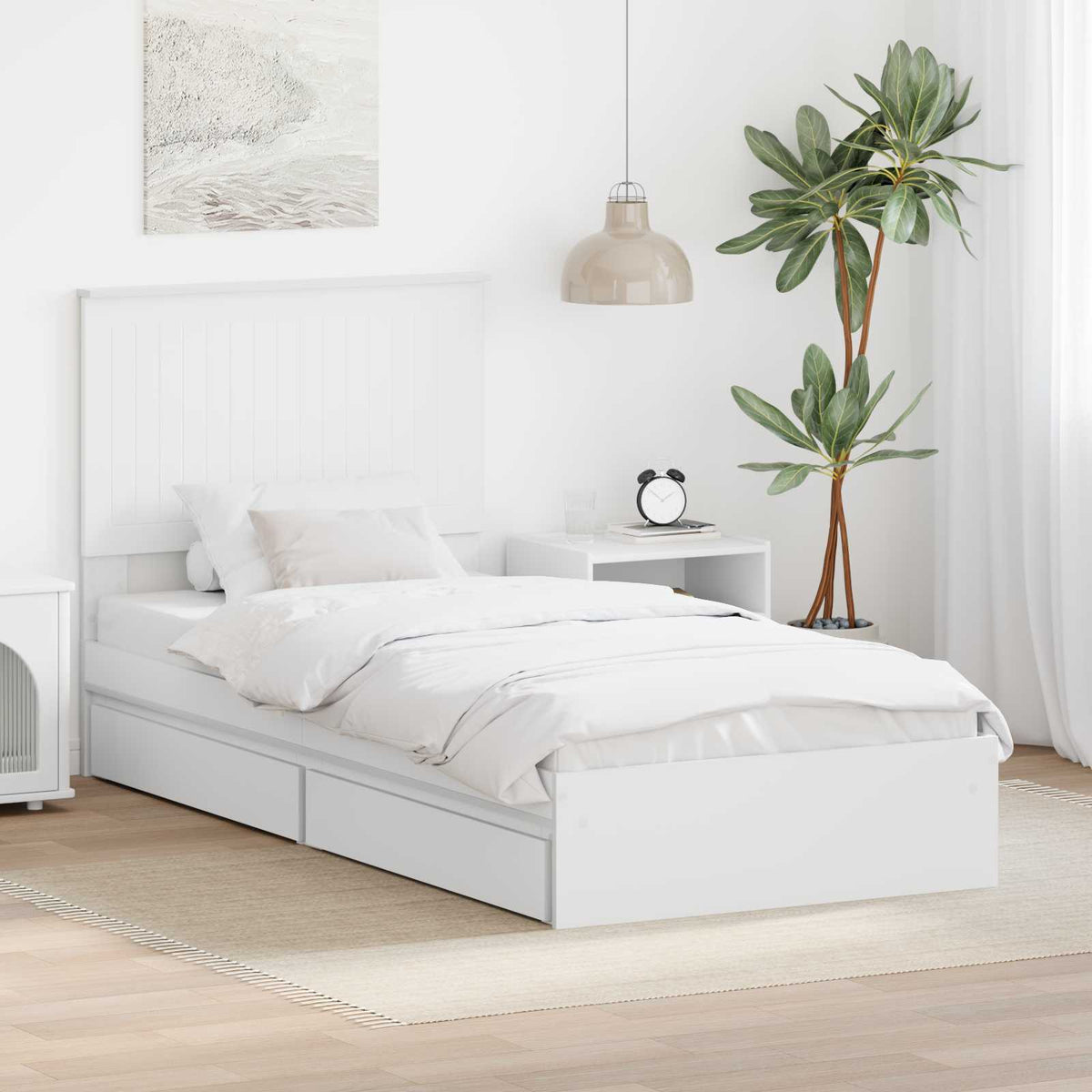 vidaXL Opslag bed met hoofdeinde Wit 200 x 200 cm Bewerkt hout