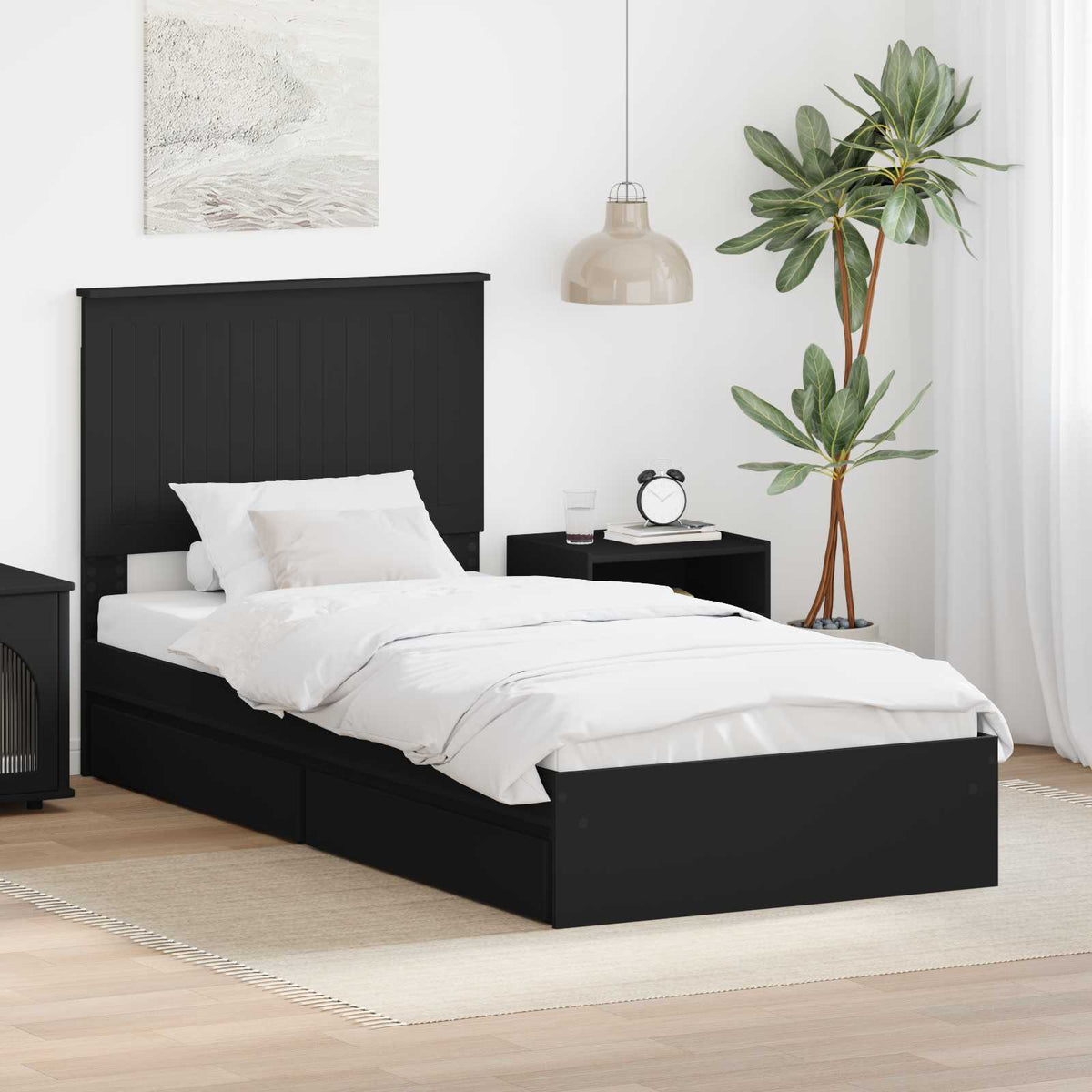 vidaXL Opslag bed met hoofdeinde Wit 200 x 200 cm Bewerkt hout
