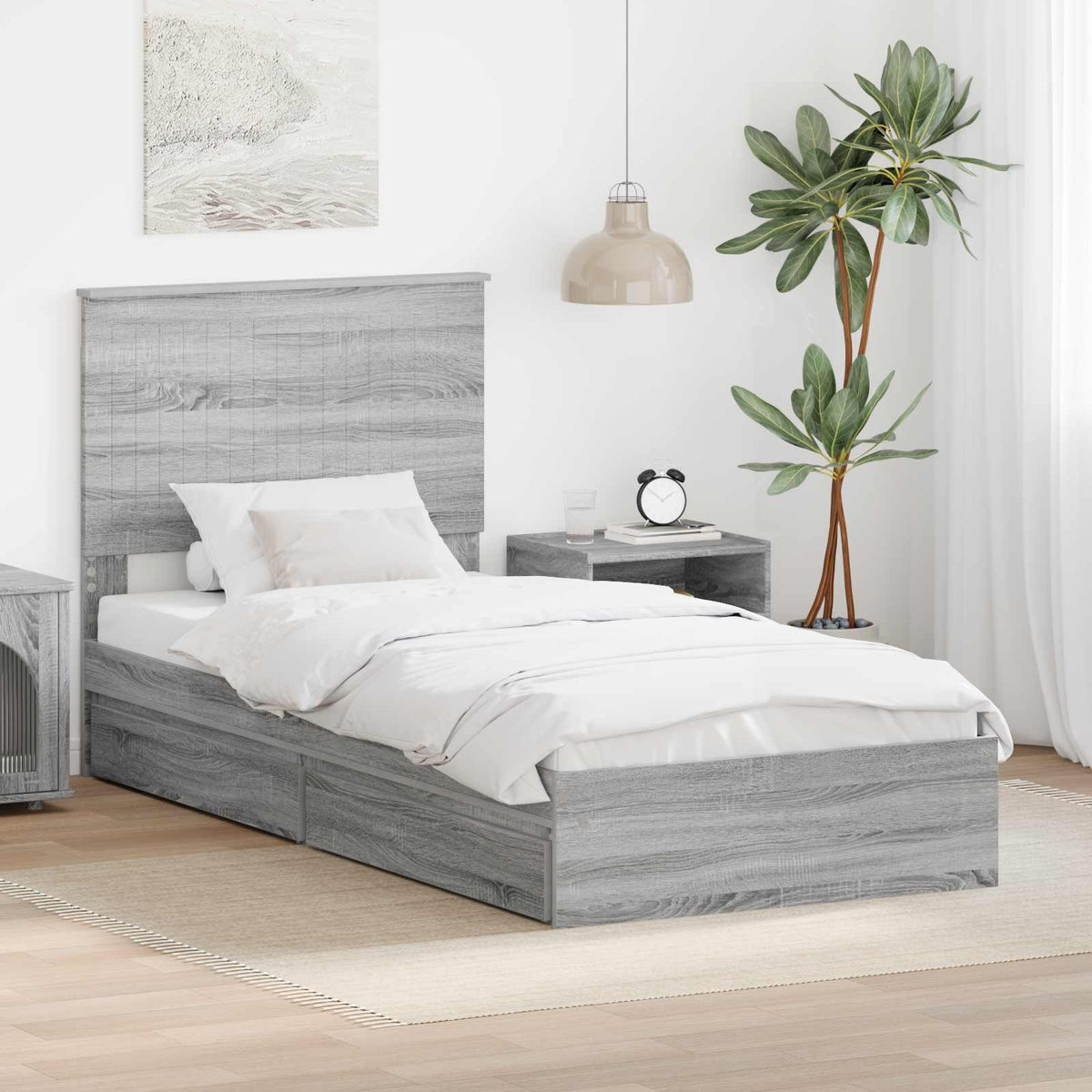 vidaXL Opslag bed met hoofdeinde Wit 200 x 200 cm Bewerkt hout