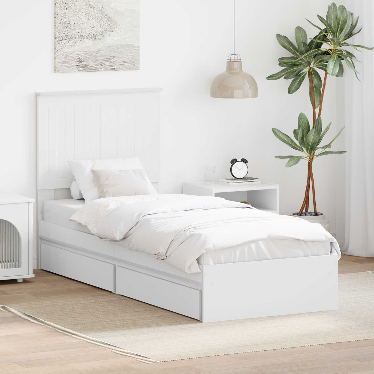 vidaXL Opslag bed met hoofdeinde Wit 200 x 200 cm Bewerkt hout