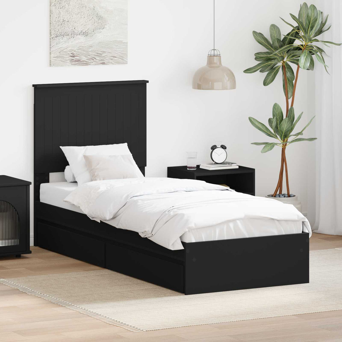 vidaXL Opslag bed met hoofdeinde Wit 200 x 200 cm Bewerkt hout