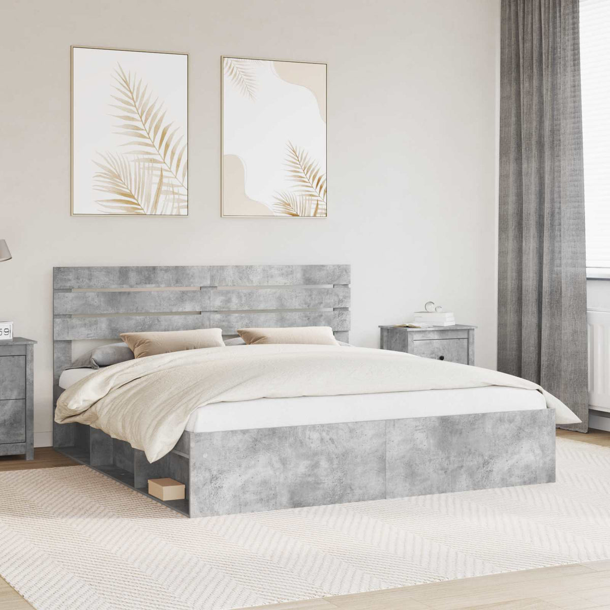 vidaXL Bedframe met hoofdeinde Wit 200 x 200 cm Massief grenenhout