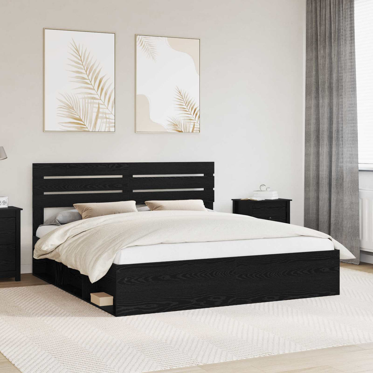 vidaXL Bedframe met hoofdeinde Wit 200 x 200 cm Massief grenenhout