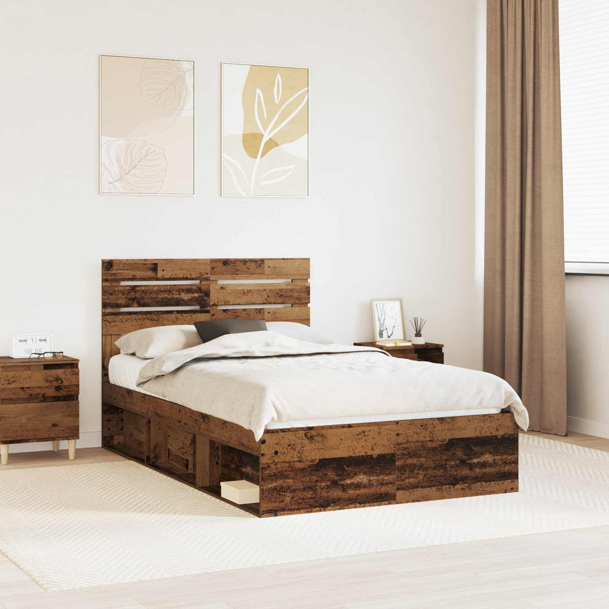 vidaXL Bedframe met hoofdeinde Wit 200 x 200 cm Massief grenenhout