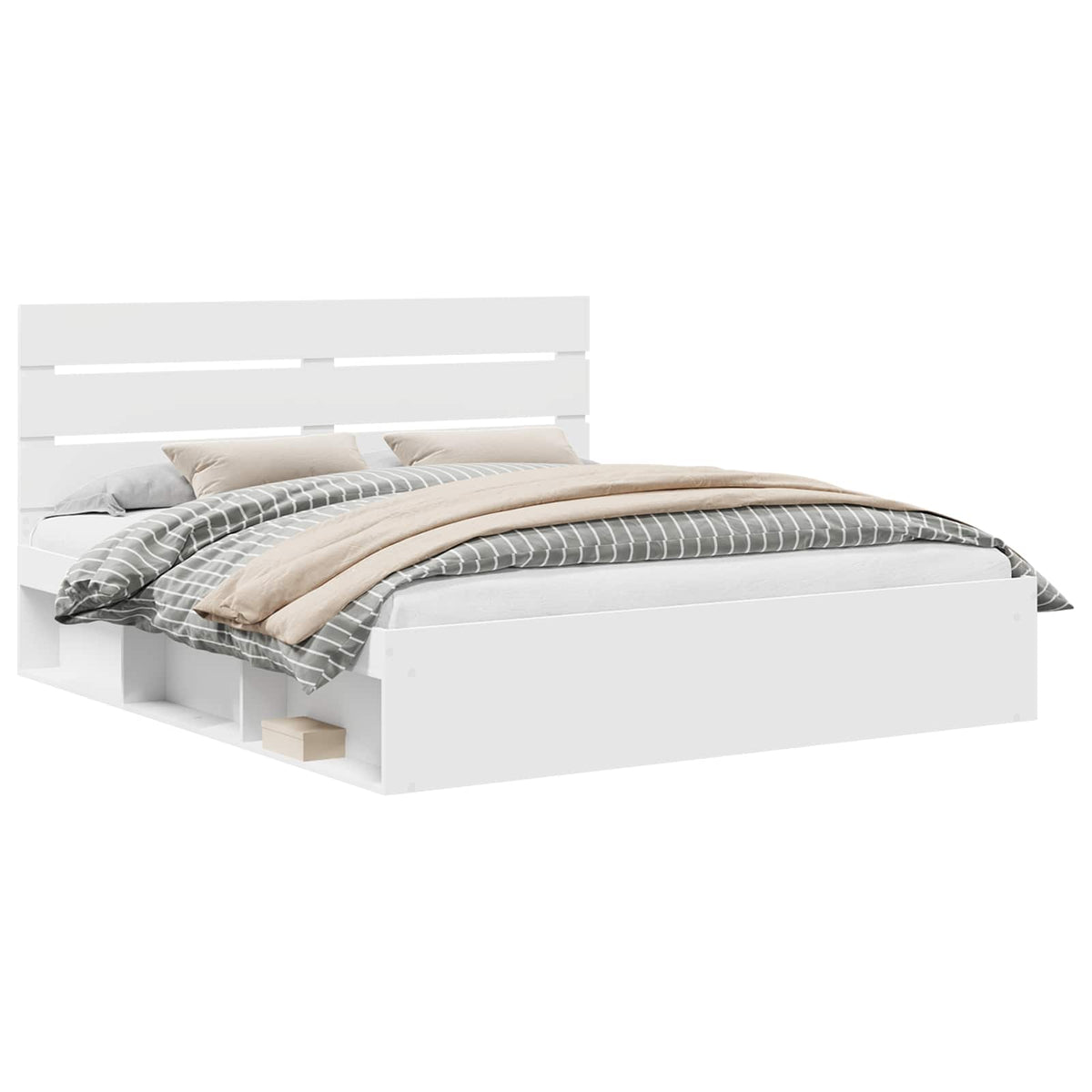 vidaXL Bedframe met hoofdeinde Wit 200 x 200 cm Massief grenenhout