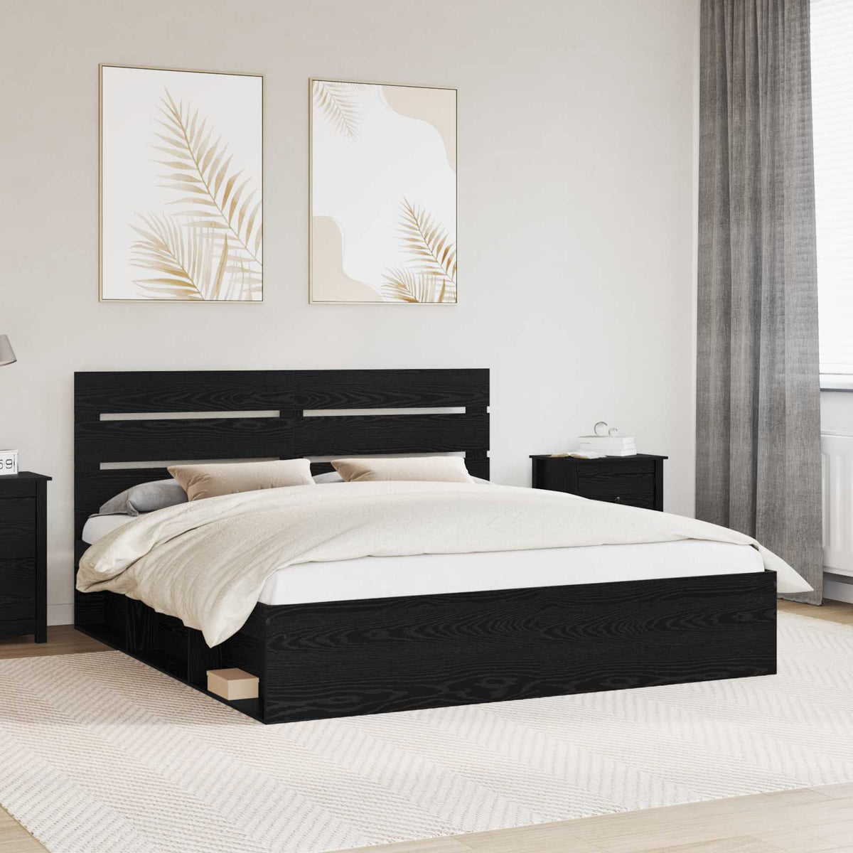 vidaXL Bedframe met hoofdeinde Wit 200 x 200 cm Massief grenenhout