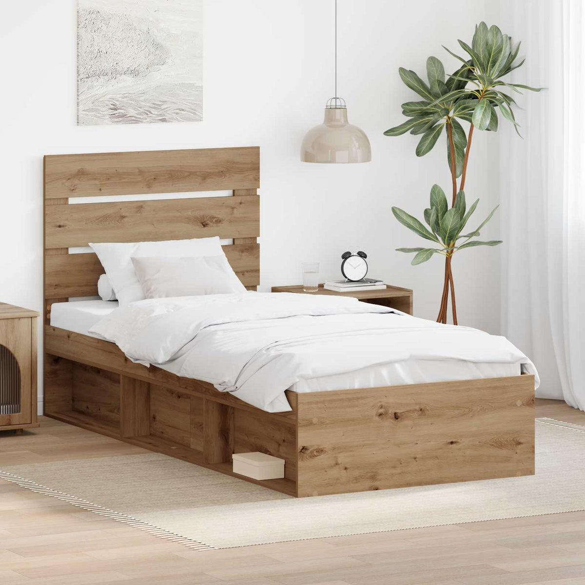 vidaXL Bedframe met hoofdeinde Wit 200 x 200 cm Massief grenenhout