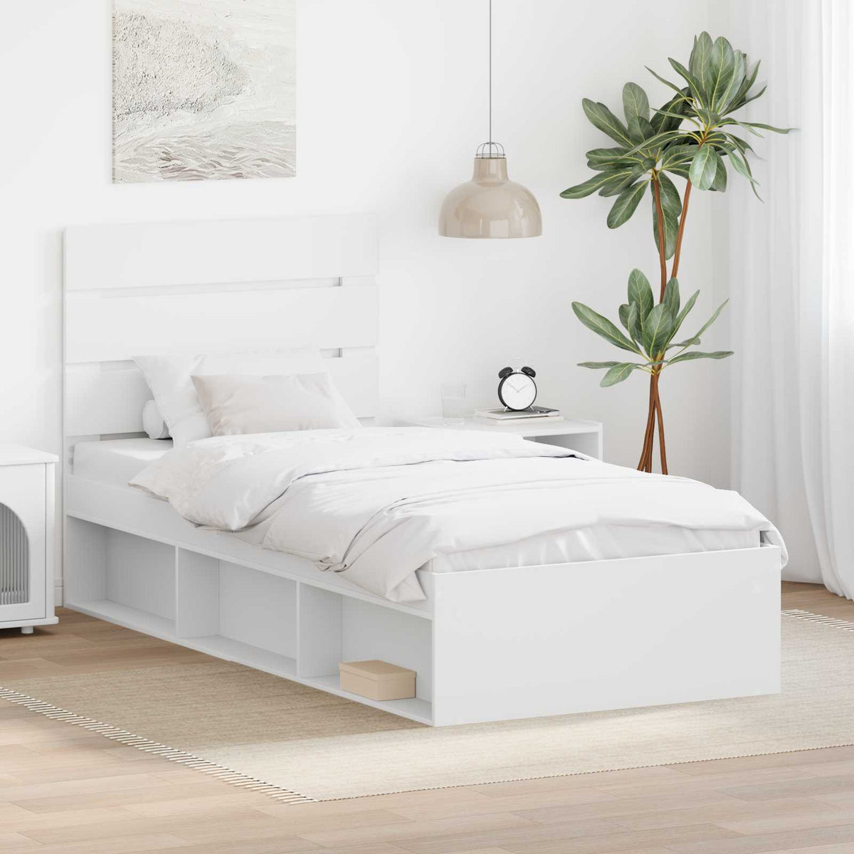 vidaXL Bedframe met hoofdeinde Wit 200 x 200 cm Massief grenenhout