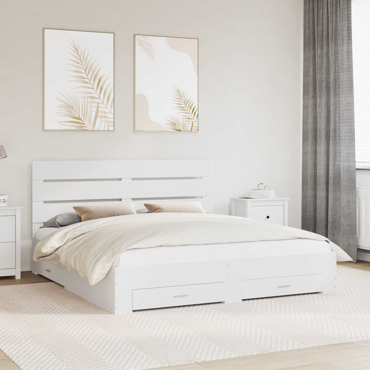 vidaXL Bedframe met lade Wit en Zilver 75 x 190 cm Bewerkt hout