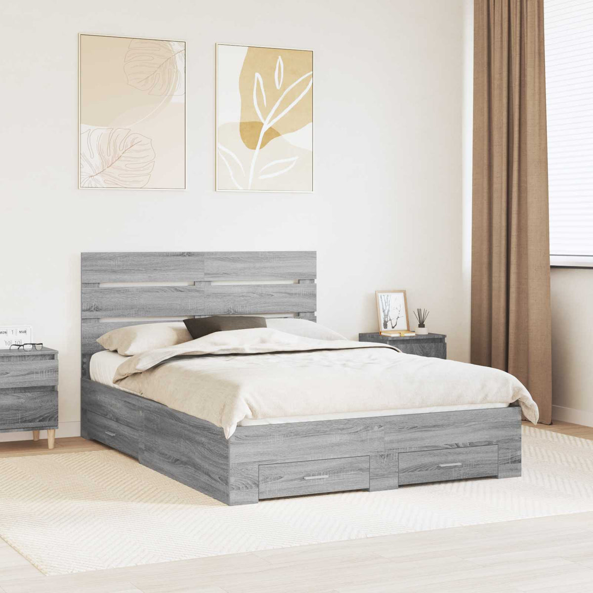 vidaXL Bedframe met lade Wit en Zilver 75 x 190 cm Bewerkt hout