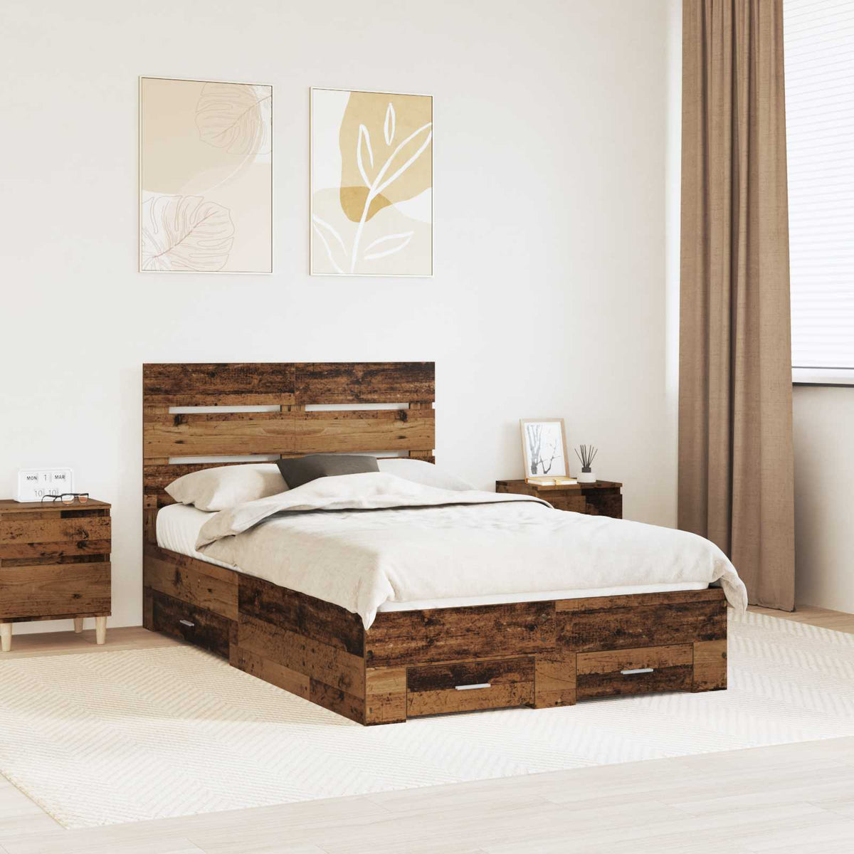 vidaXL Bedframe met lade Wit en Zilver 75 x 190 cm Bewerkt hout