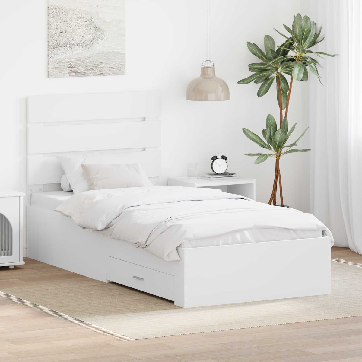 vidaXL Bedframe met lade Wit en Zilver 75 x 190 cm Bewerkt hout