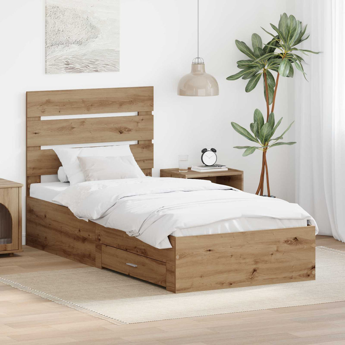vidaXL Bedframe met lade Wit en Zilver 75 x 190 cm Bewerkt hout