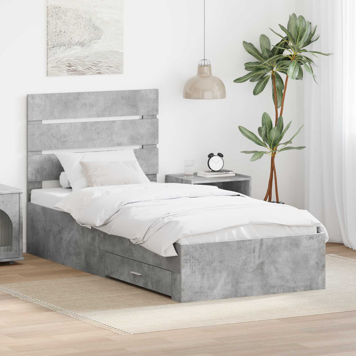 vidaXL Bedframe met lade Wit en Zilver 75 x 190 cm Bewerkt hout