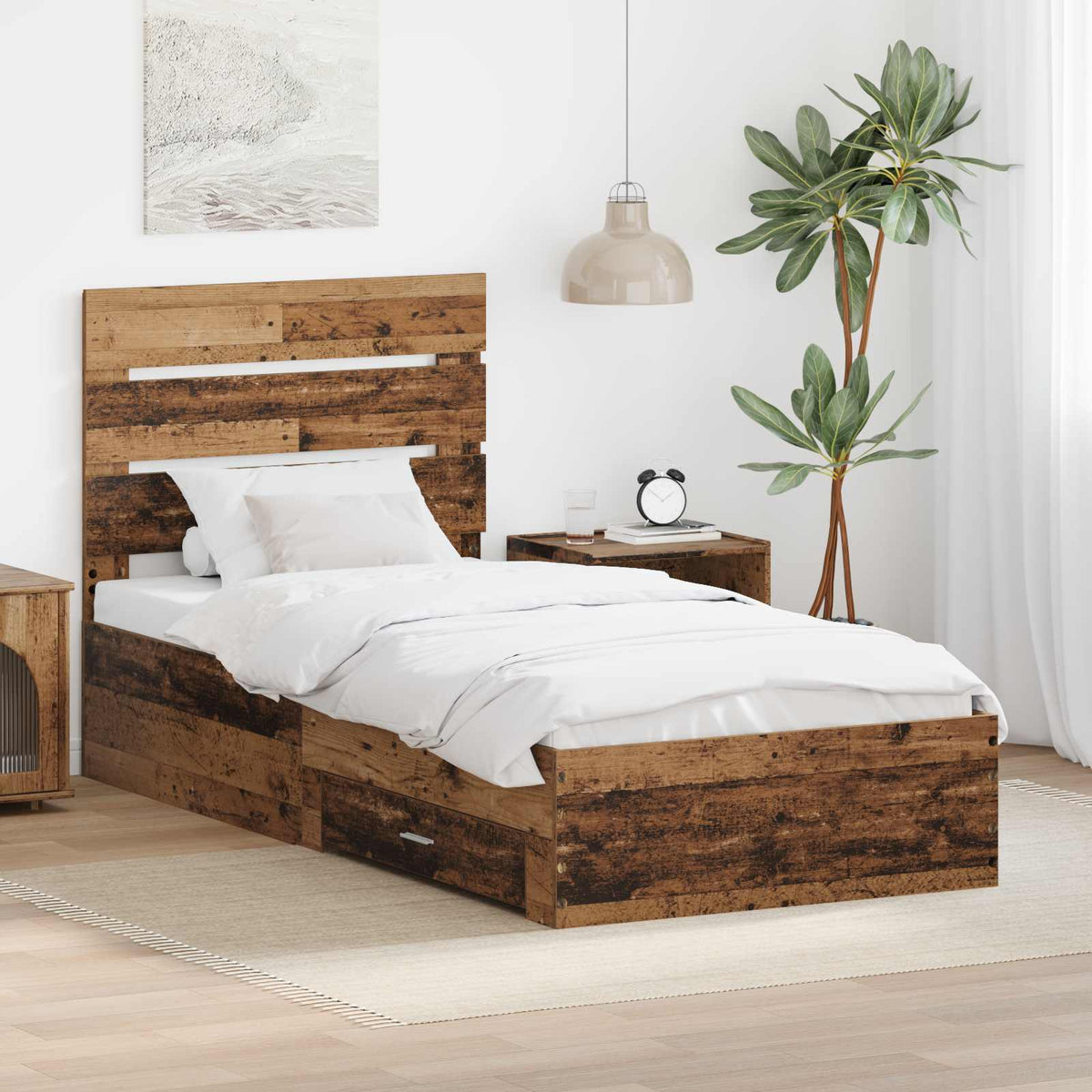 vidaXL Bedframe met lade Wit en Zilver 75 x 190 cm Bewerkt hout