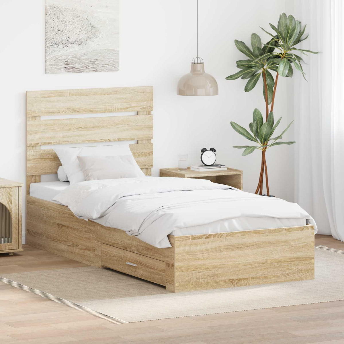 vidaXL Bedframe met lade Wit en Zilver 75 x 190 cm Bewerkt hout