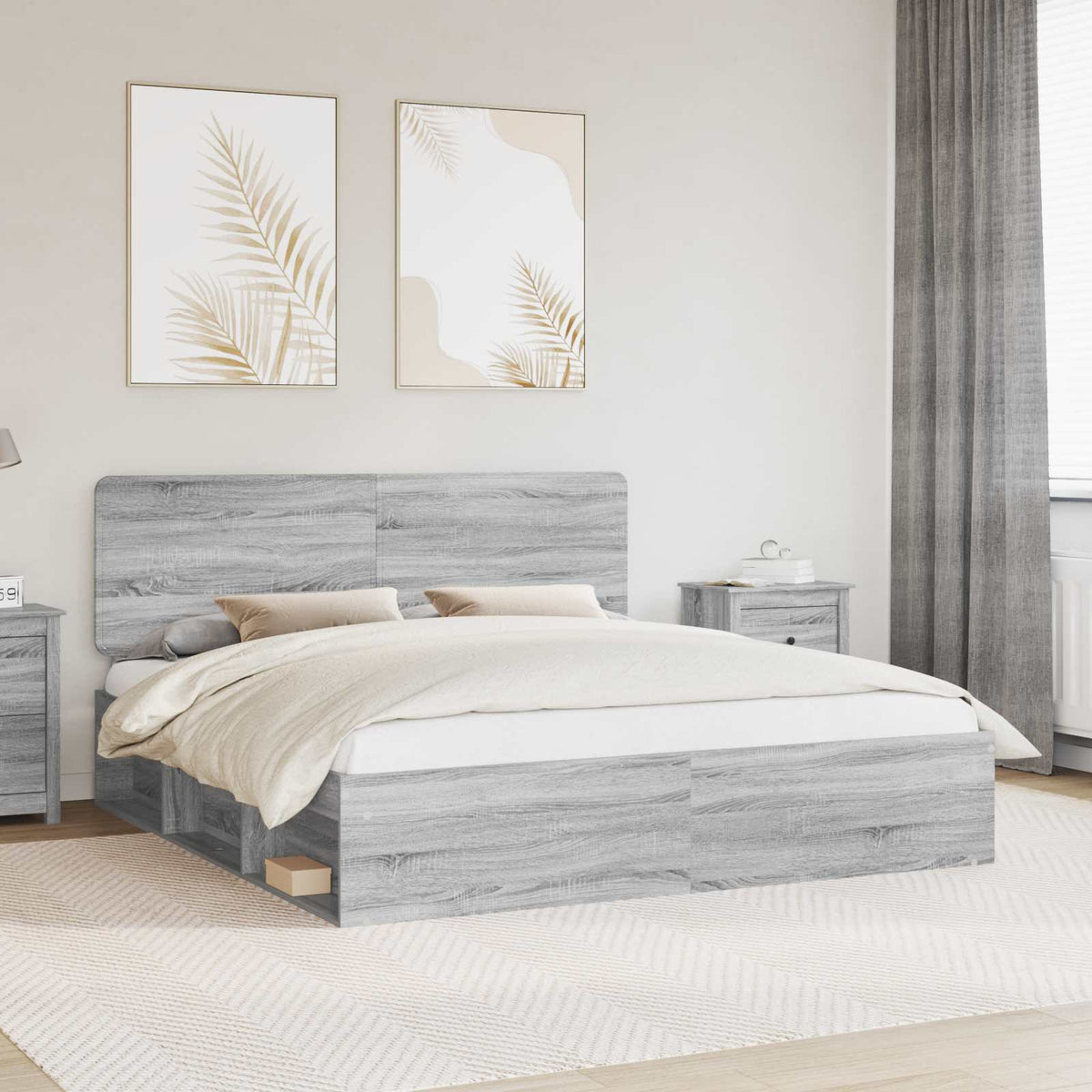 vidaXL Bedframe met hoofdeinde Wit 200 x 200 cm Massief grenenhout