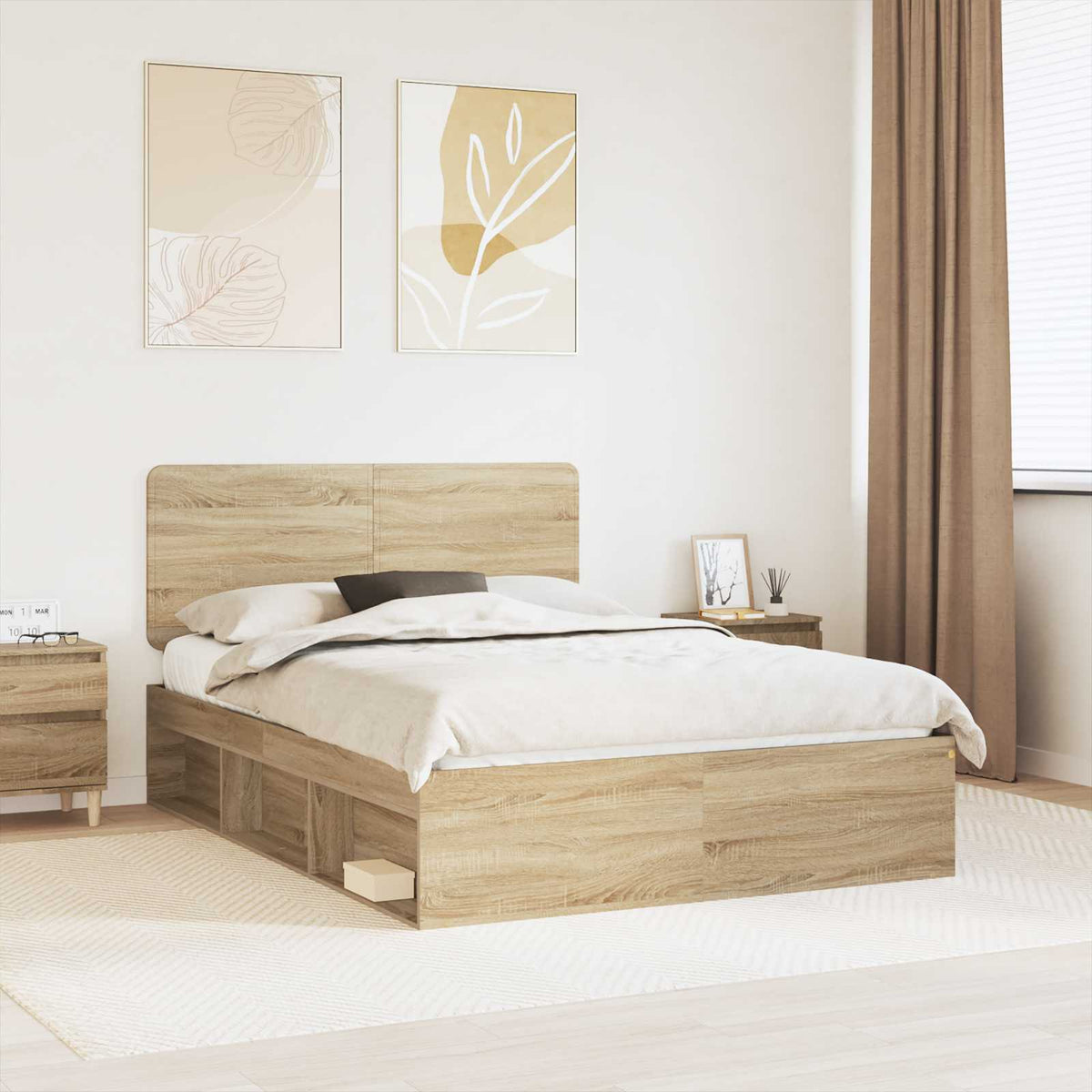 vidaXL Bedframe met hoofdeinde Wit 200 x 200 cm Massief grenenhout