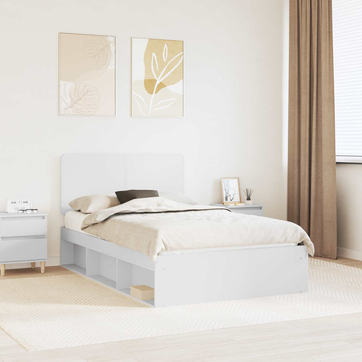 vidaXL Bedframe met hoofdeinde Wit 200 x 200 cm Massief grenenhout