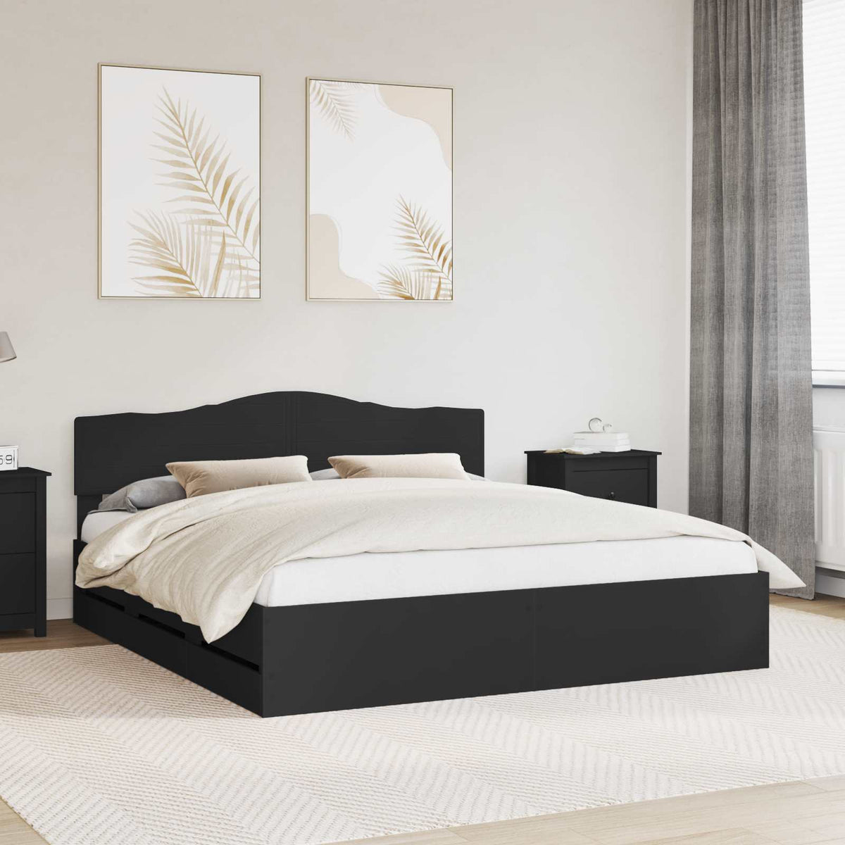 vidaXL Bedframe met lade met opslag Wit 200 x 200 cm Ingenieurshout