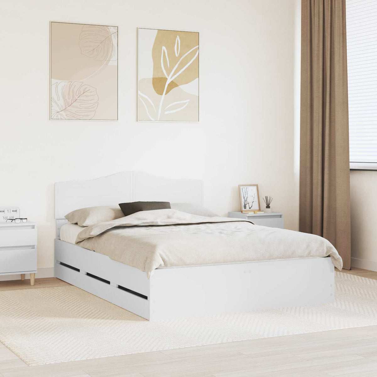 vidaXL Bedframe met lade met opslag Wit 200 x 200 cm Ingenieurshout
