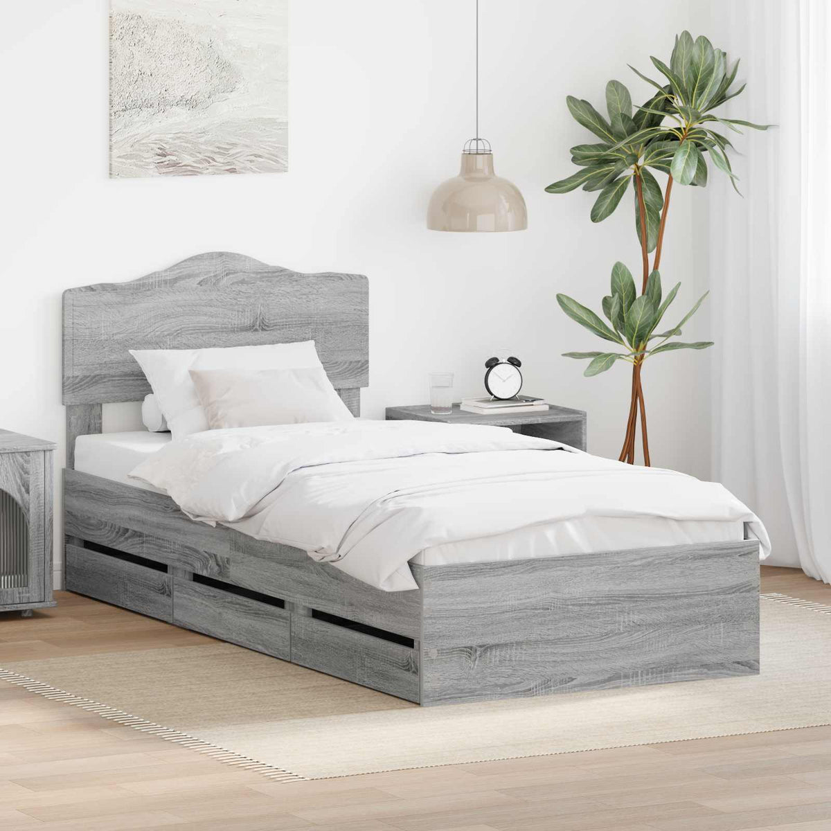 vidaXL Bedframe met lade met opslag Wit 200 x 200 cm Ingenieurshout