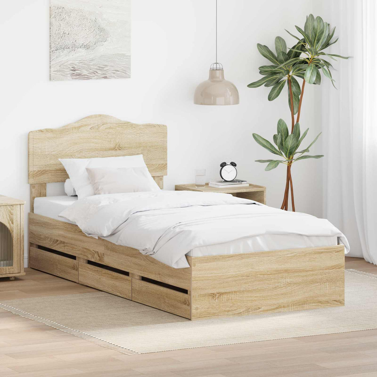 vidaXL Bedframe met lade met opslag Wit 200 x 200 cm Ingenieurshout