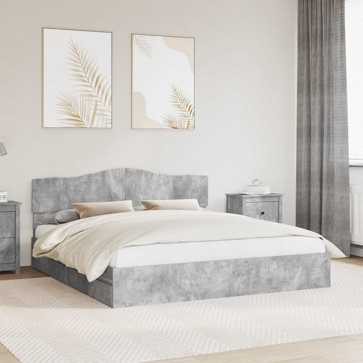 vidaXL Opslag bed met hoofdeinde Wit 200 x 200 cm Bewerkt hout