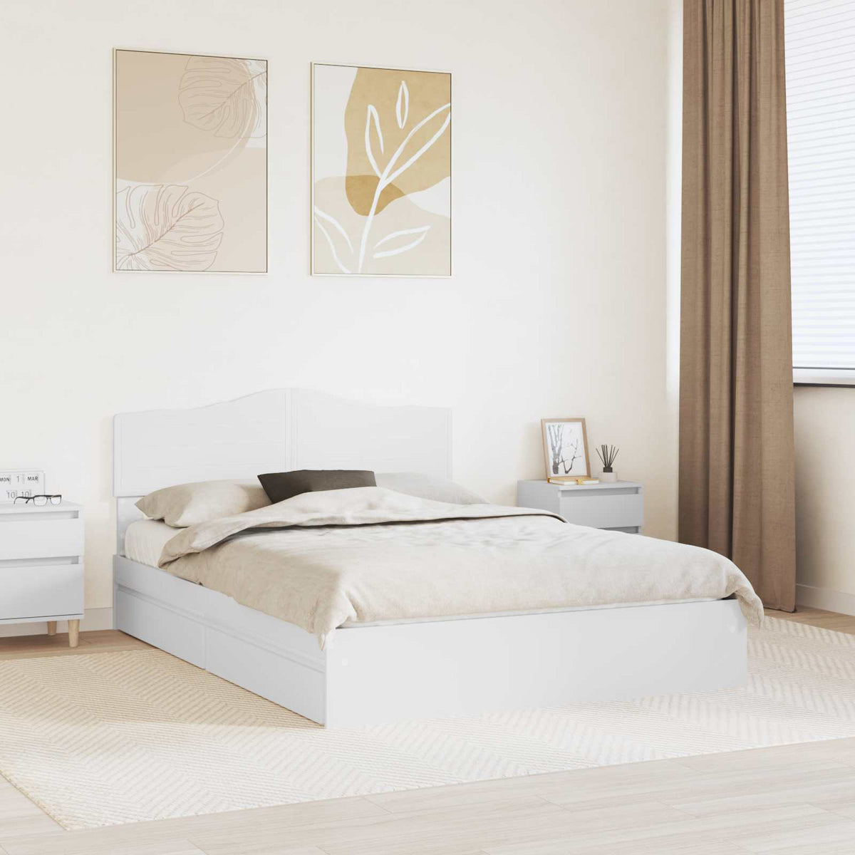 vidaXL Opslag bed met hoofdeinde Wit 200 x 200 cm Bewerkt hout