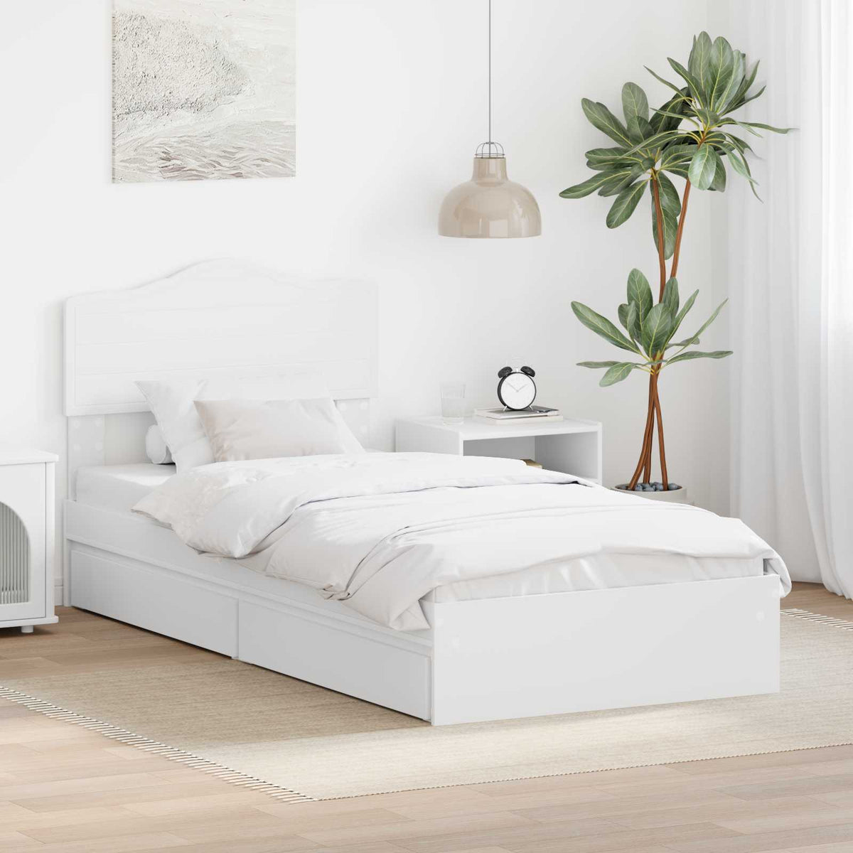vidaXL Opslag bed met hoofdeinde Wit 200 x 200 cm Bewerkt hout