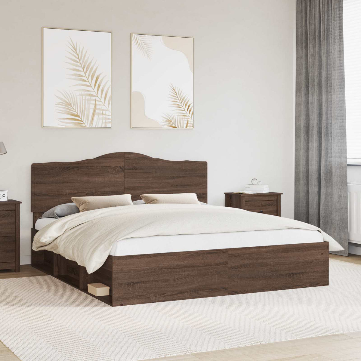 vidaXL Bedframe met hoofdeinde Wit 200 x 200 cm Massief grenenhout