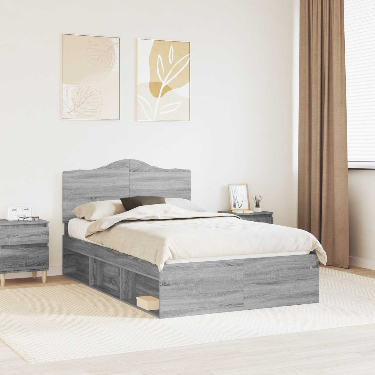vidaXL Bedframe met hoofdeinde Wit 200 x 200 cm Massief grenenhout