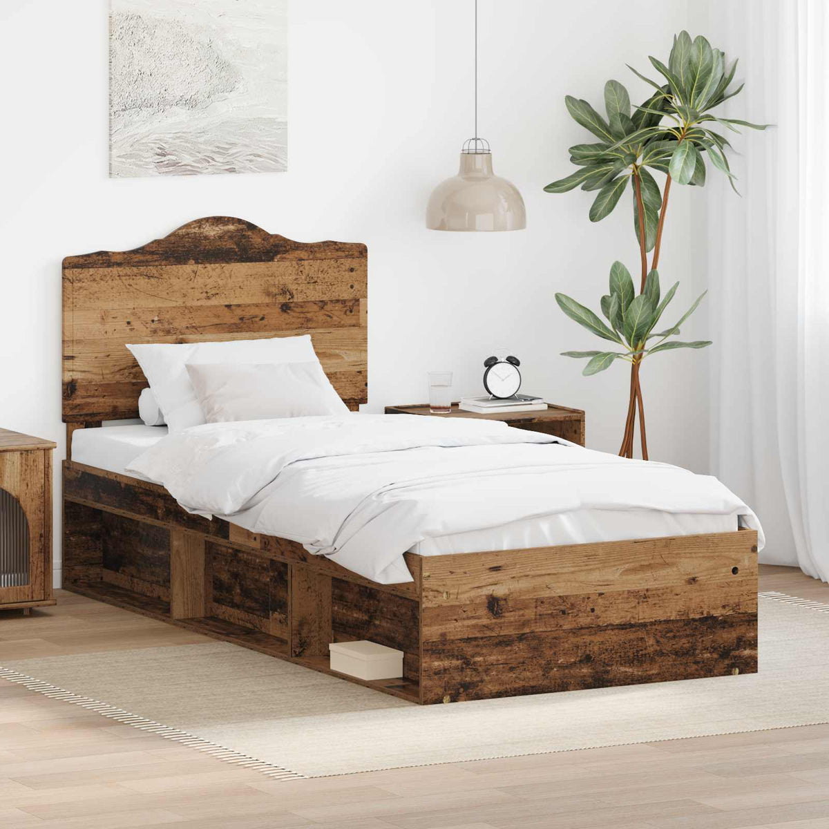 vidaXL Bedframe met hoofdeinde Wit 200 x 200 cm Massief grenenhout