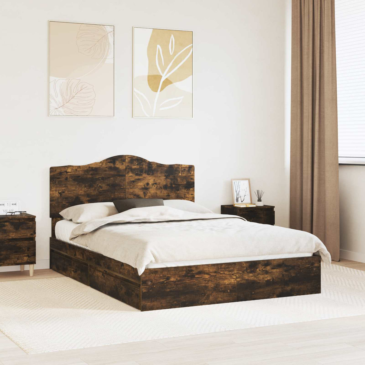 vidaXL Bedframe met lade met hoofdeinde Wit 200 x 200 cm Bewerkt hout