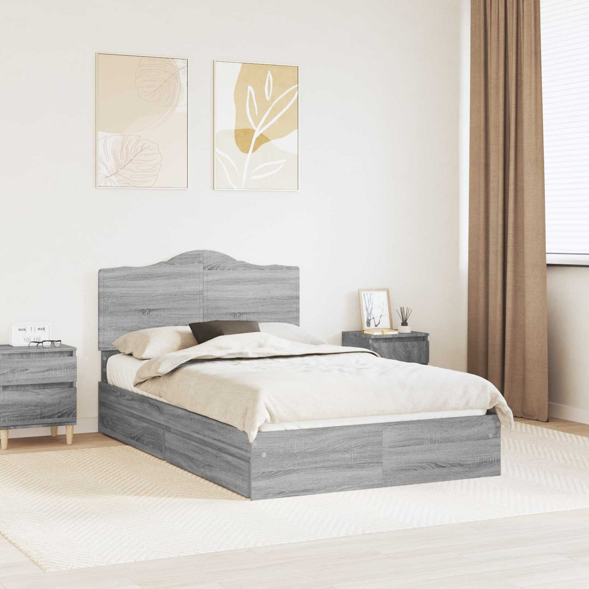 vidaXL Bedframe met lade met hoofdeinde Wit 200 x 200 cm Bewerkt hout