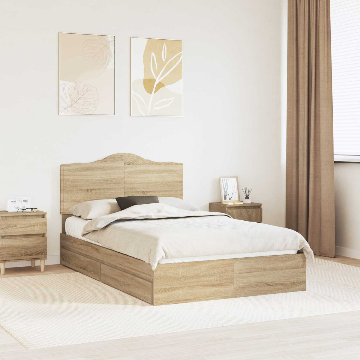 vidaXL Bedframe met lade met hoofdeinde Wit 200 x 200 cm Bewerkt hout