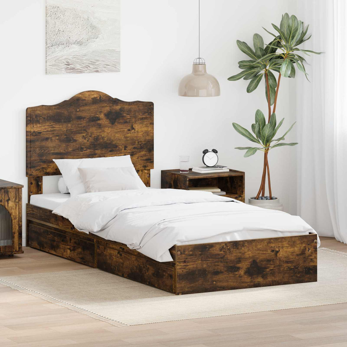 vidaXL Bedframe met lade met hoofdeinde Wit 200 x 200 cm Bewerkt hout