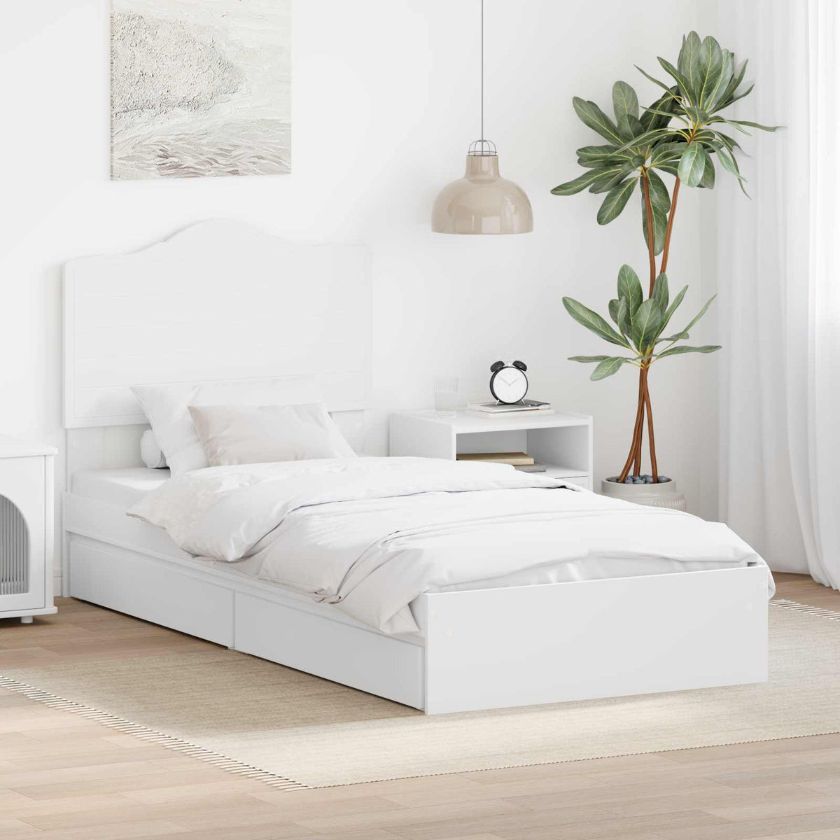 vidaXL Bedframe met lade met hoofdeinde Wit 200 x 200 cm Bewerkt hout