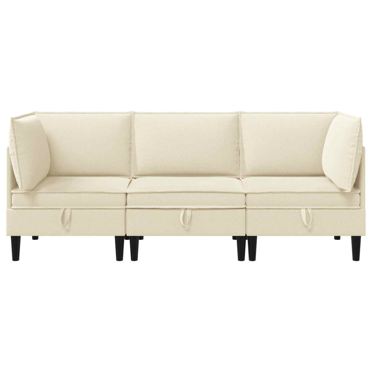 vidaXL Woonkamer Meubelset 3 pcs Crèmekleurig Stof