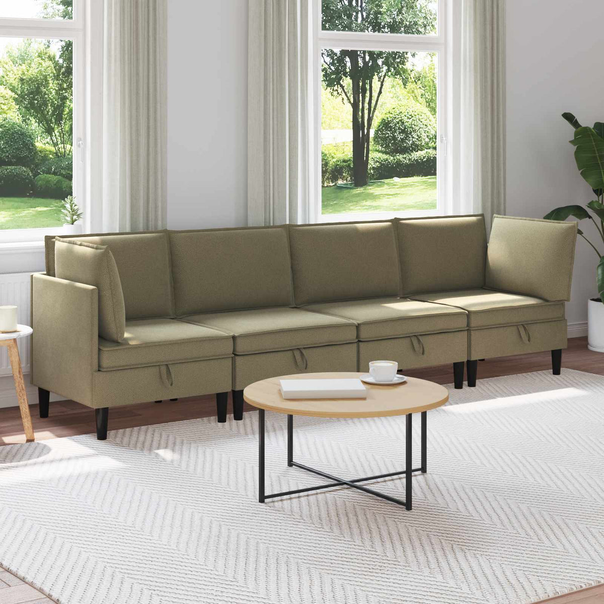 vidaXL Woonkamer Meubelset 3 pcs Crèmekleurig Stof