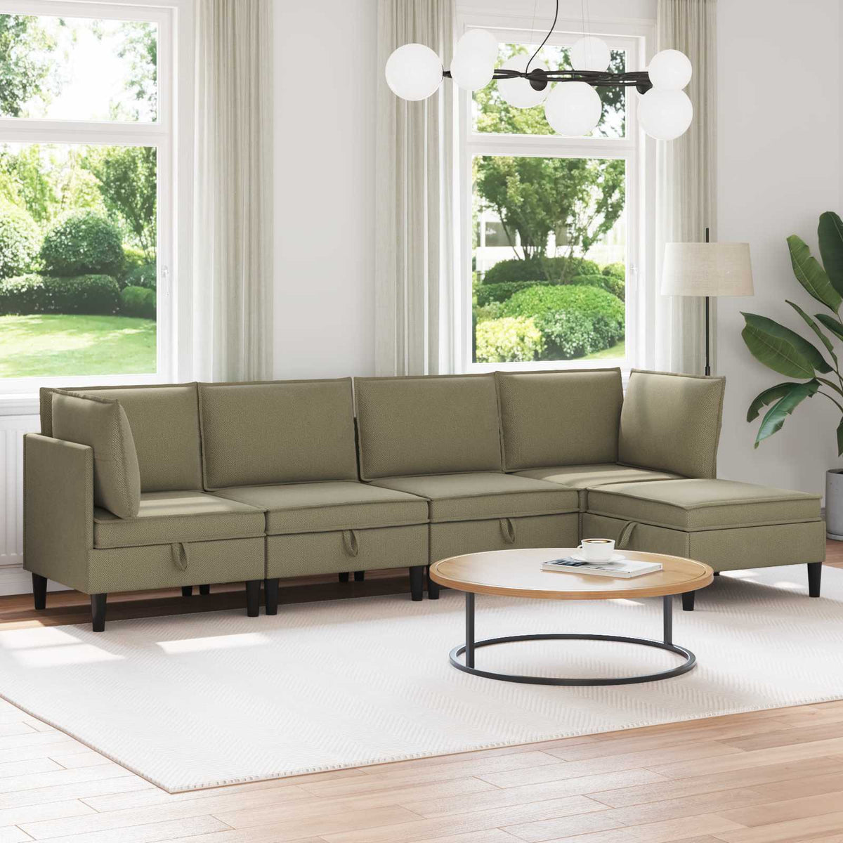 vidaXL Woonkamer Meubelset 3 pcs Crèmekleurig Stof