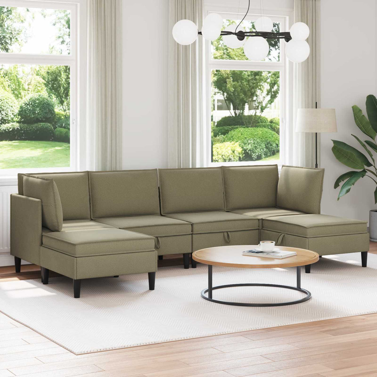 vidaXL Woonkamer Meubelset 3 pcs Crèmekleurig Stof